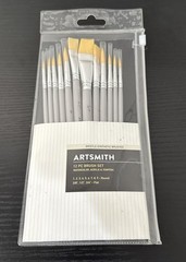 Artsmith Bristle Synthetic 12pc Brush Set Watercolor Acrylic Or Tempera New
