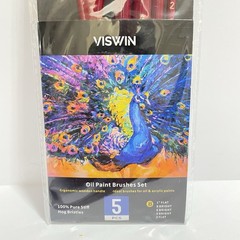 Viswin Oil Paint Brush Set-109% Pure Stiff Hog Bristle Art Brushes (2 Packs) New