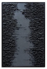 Framed Black Canvas Wall Art, Modern Abstract Oil Paintings, Relief Texture W…