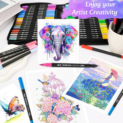 Markers for Adult Coloring Books No Bleeding, 72 Colors Dual Tip Coloring Marker