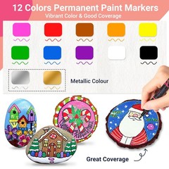 Permanent Oil Based Paint Markers: Fine Point Oil Paint Pen, 12 Colors