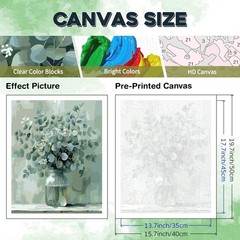 Flowers Paint by Numbers Kit for 16 x 20 inches, Eucalyptus