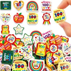 Ceiba Tree 60pcs 100 Days of School Erasers Bulk Happy 100th Day Colored