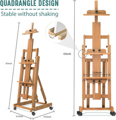 Adjustable H-Frame Easel for Two Canvases, Foldable & Professional Design