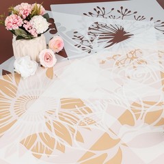 9 Pcs Large Flower Stencils for Painting Reusable Floral Crafts Stencils Set …
