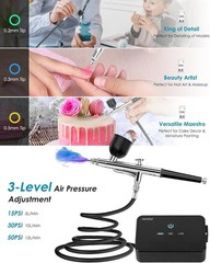 Airbrush Kit: 50 PSI, 3 Nozzles, 3 Pressure Levels, Model Painting