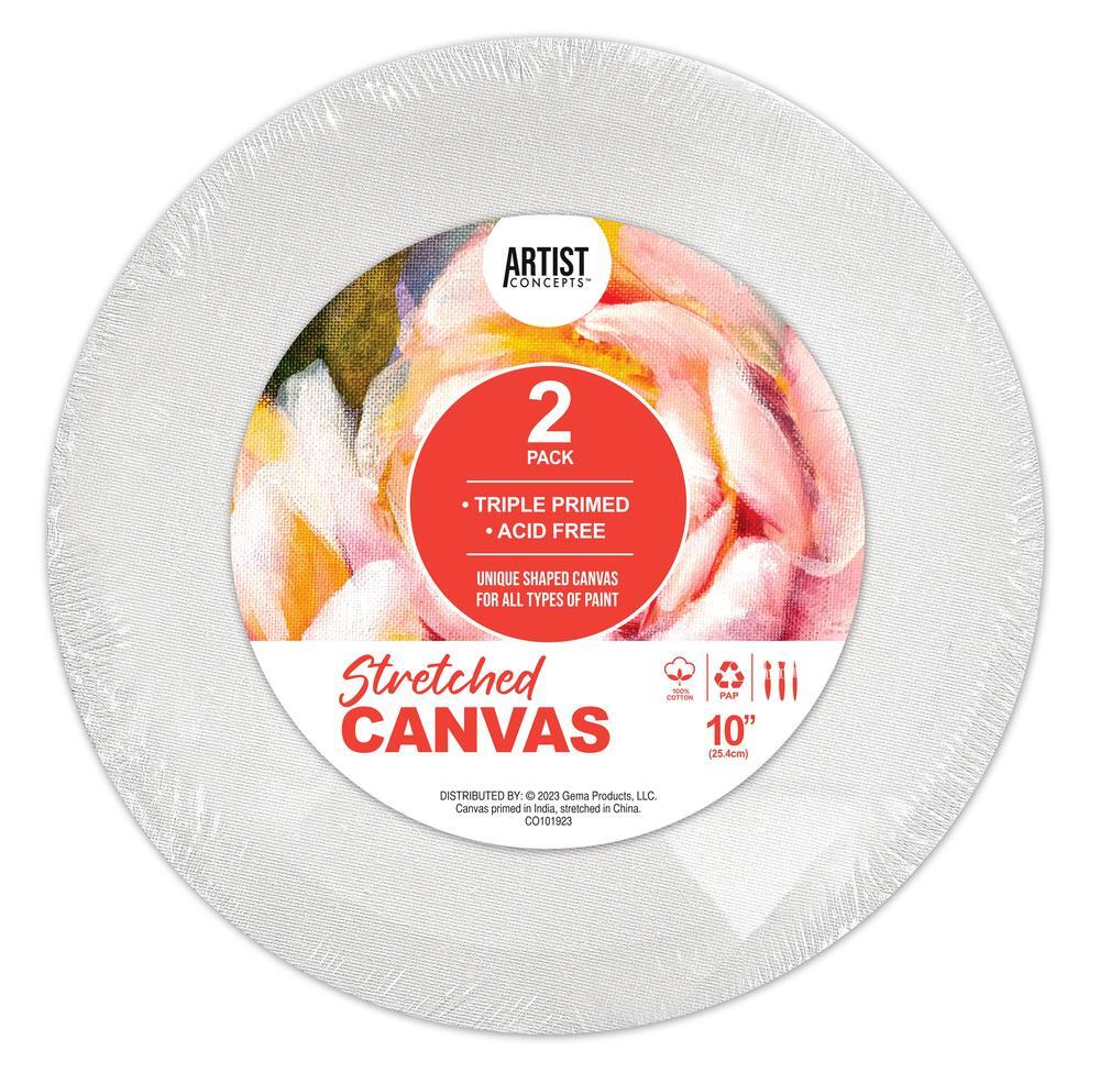 Artist Concepts Unique Shaped Canvas 2- Pack – 10 inch Round, Triangle, Hexagon