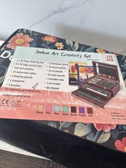 175-Piece Deluxe Wooden Art Set with Pink Storage Box Drawing Painting & Crafts