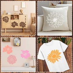 9 Pcs Large Flower Stencils for Painting Reusable Floral Crafts Stencils Set …