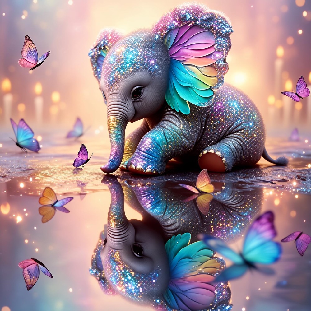 5D Elephant Diamond Art Kits for Adults Beginners, Full Drill Round Diamond