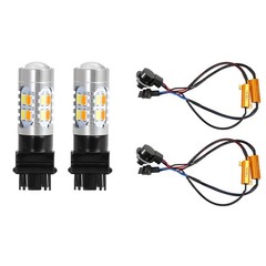 2 Pcs T25 3157 800LM Turn Signal Parking DRL LED Light Bulbs w/ LED Load Decoder