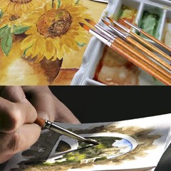 Artist Watercolor Paint Brushes, Round Pointed Tip Paint Brushes Set, 12pcs D…
