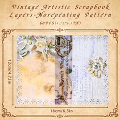 Vintage Scrapbook Paper 60 Sheets Lace Edge Assorted for DIY Journal Album Craft