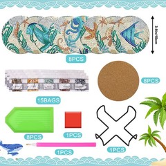 UPINS Ocean Diamond Art 3 inches x 3 x 2 inches, Blue Brown