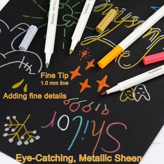 Sunshilor Metallic Markers Fine Point 1 Count (Pack of 12), 12 Colors