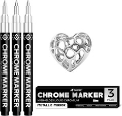 3Pcs Chrome Paint Markers, Silver Permanent Mirror Liquid Chrome Pens for Plasti
