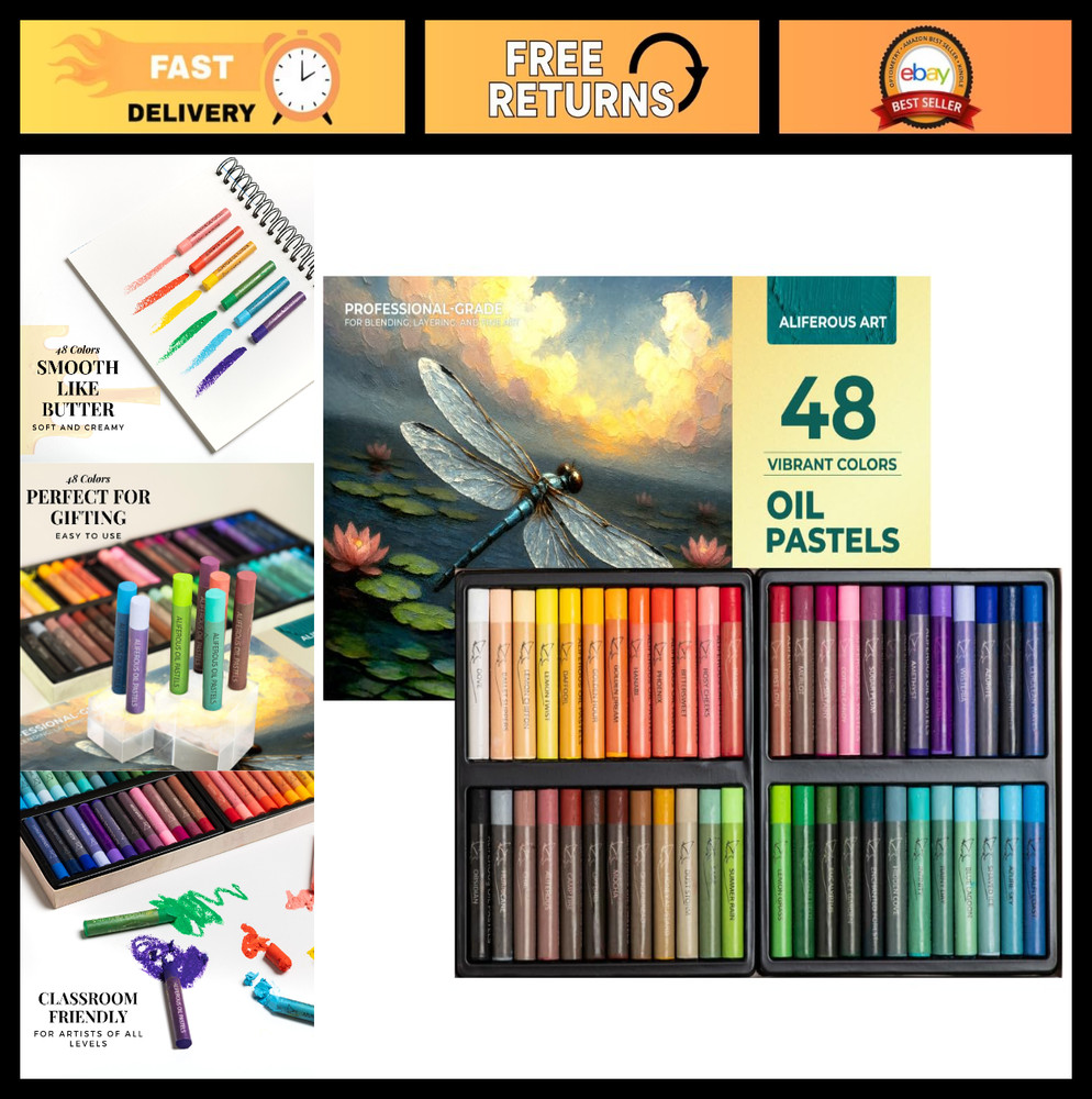 48 Color Oil Pastel Set – Soft Pastels for Artists & Kids – Professional Art Sup