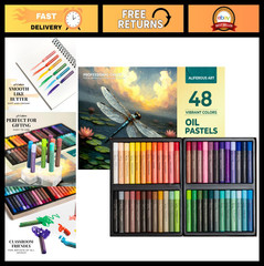 48 Color Oil Pastel Set – Soft Pastels for Artists & Kids – Professional Art Sup
