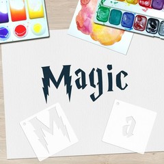 1 Inch Gothic Letter Stencils for Painting, 66 Pcs Reusable Old 1 inch, white