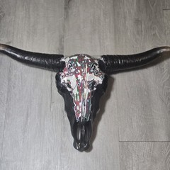 Decorative Multicolored Fordite Cowskull 36 Layers Of Paint