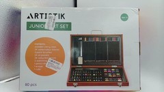 ARTISTIK 80PCS Wooden Art Set Colored Pencils Oil Pastels Watercolor Blocks