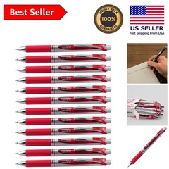 Retractable Gel Pens, 0.7mm Stainless Steel Tip, Red Ink – Pack of 12