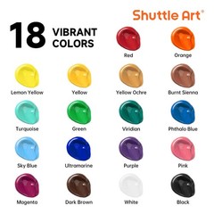Shuttle Art Acrylic Paint, 18 Colors 4.06 Fl Oz (Pack of 18), 18