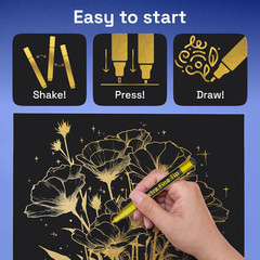 2 Gold Acrylic Paint Markers 0.7mm Extra Fine Tip Metallic Paint Pens Crafting
