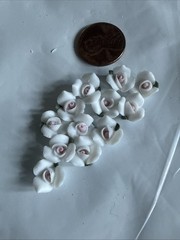 New Old Stock Lot Mini Bisque Porcelain Roses Ivory/Pink Crafts Project 100+ Pcs