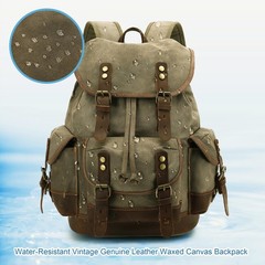 HuaChen Vintage Canvas Leather Backpack: Spacious Durable Rucksack for Men & …