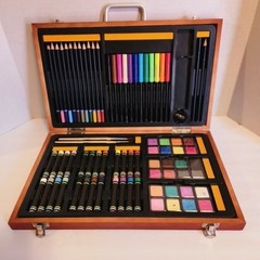 76 Piece Deluxe Art Set Pastels Pencils 76 Pieces w/Wooden Case