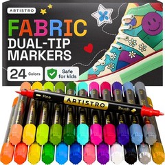 24 Dual-Tip Fabric Markers for Clothes, Sneakers, Bags, and DIY Crafts