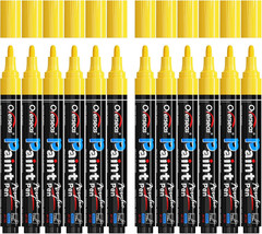 Overseas 12 Pack Yellow Acrylic Paint Pens Permanent Markers, Medium Tip | Water