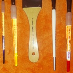 Lot of 5 NEW Artist Brushes watercolor acrylic flat mop dagger short Royal LOOK