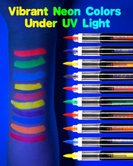 Glow in the Dark Face Paint Markers, 10 Colors UV Neon Body Paint Pens, Waterpro