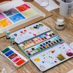3.2ml Watercolor Pans, 24 Pack Empty Full Pans Watercolor Tins, Clear