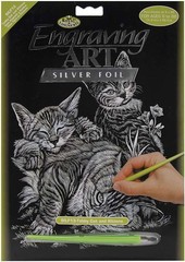 Silver Foil Engraving Art Kit 8X10 Cat & Kittens