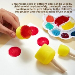 10pcs Mushroom Sponge Paint Brush Set Kids DIY Art Painting Tools – NEW