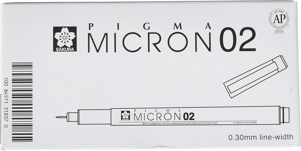 50151 Micron Pen, 02-0.30mm Tip, Black Ink, of 12 Pens
