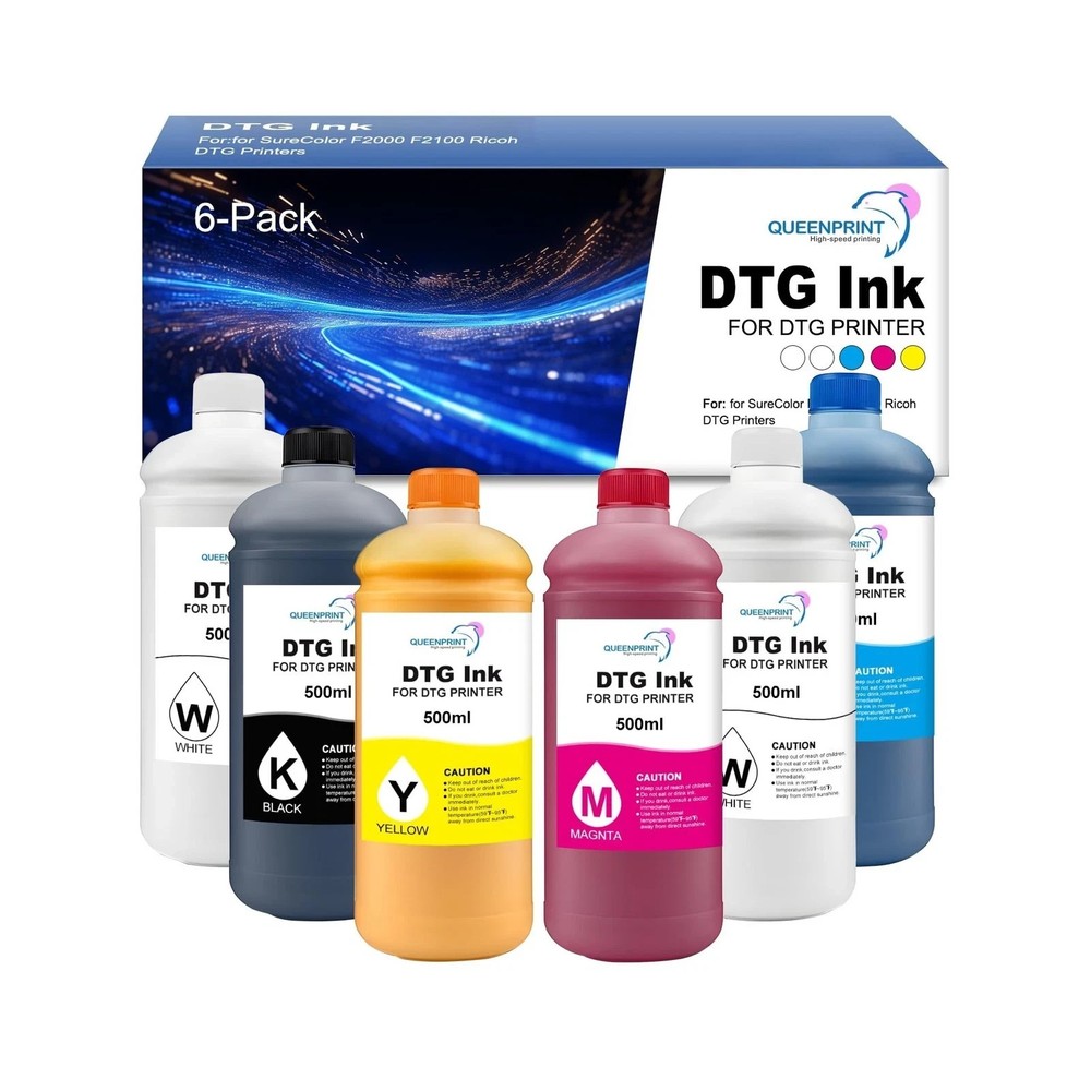 6-Pack 500ml DTG Ink Direct to Garment Printing Ink Digital Textile for SureC…