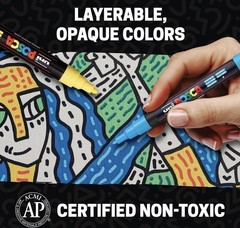 Posca Acrylic Paint Art Markers, Set of 12 Extra Fine Point Thin P