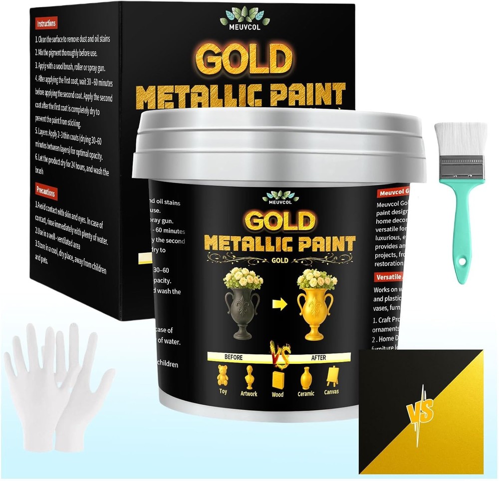 Gold Paint, 35 Floz Metallic Liquid Leaf 35 Fl Oz (Pack of 1),