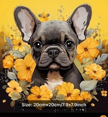 French Bull Dog Diamond Painting Beginners Craft Kit-Size 7.9X7.9”