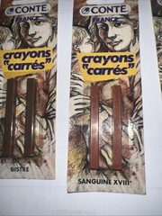 Lot Of 5 conte CRAYON CARRES PACKS BLACK WHITE SANGUINE GREY BISTRE See Pics