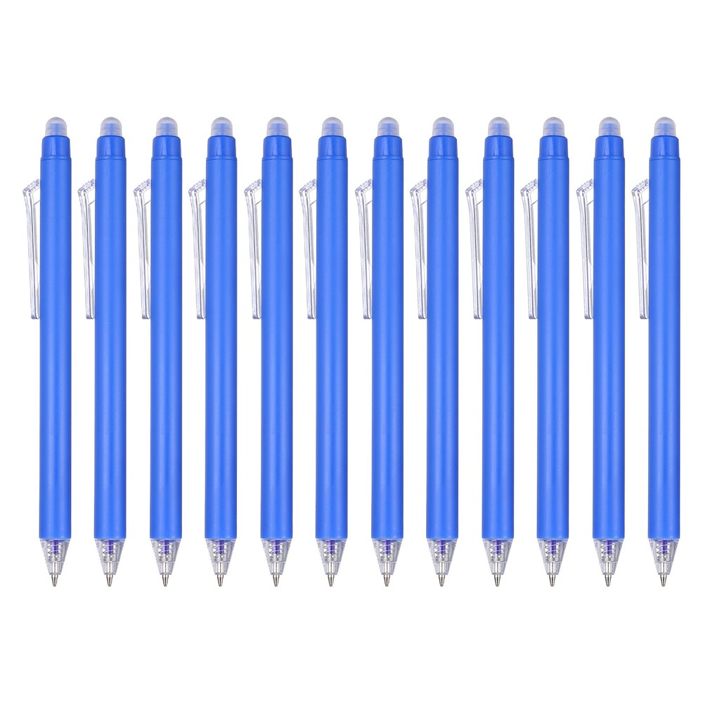 12Pcs 0.5mm Fine Point Retractable Erasable Gel Pens, Blue