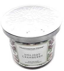 Huntington Home Holiday Cranberry Soy Blend 3-Wick Scented 14 ounces, Silver