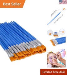 Durable 30 Pcs Flat Paint Brushes with Short Handles for Precise Detail Work