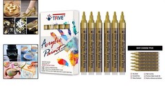 Gold Acrylic Paint Marker Pens – 6 Pack, 2-3mm Tip for All Surfaces