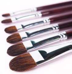 Red Sable Filbert Paint Brushes 6Pcs for Watercolor, Acrylic, Oil, Tempera and G