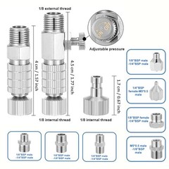 16 Pcs Airbrush Adapter Set – 1/8 & 1/4 Inch Connectors, Quick Disconnect Fittin